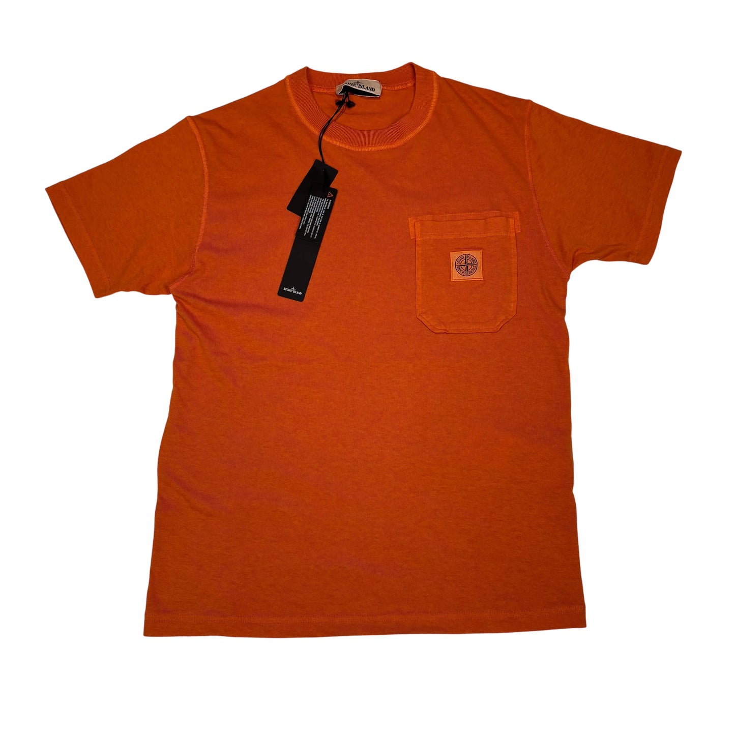 Stone Island Orange Patch Logo Short Sleeve Tshirt