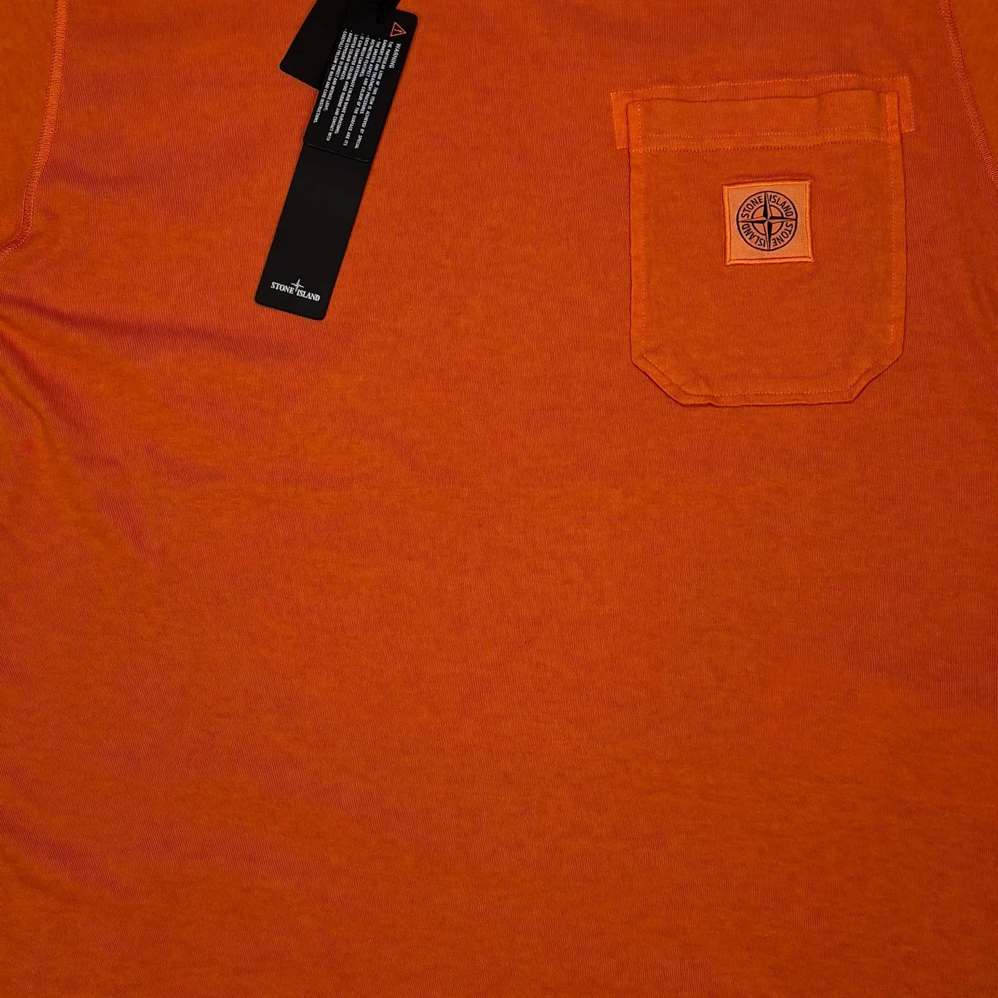Stone Island Orange Patch Logo Short Sleeve Tshirt