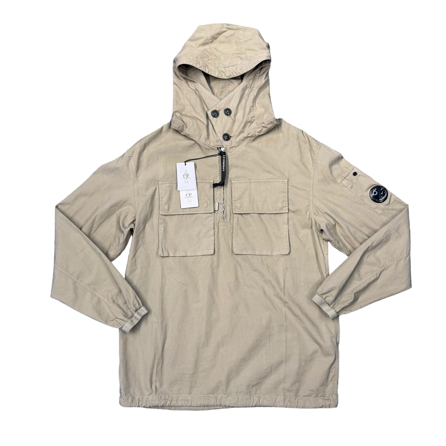 CP Company Beige Classic Goggle Quarter-Zip Hoodie