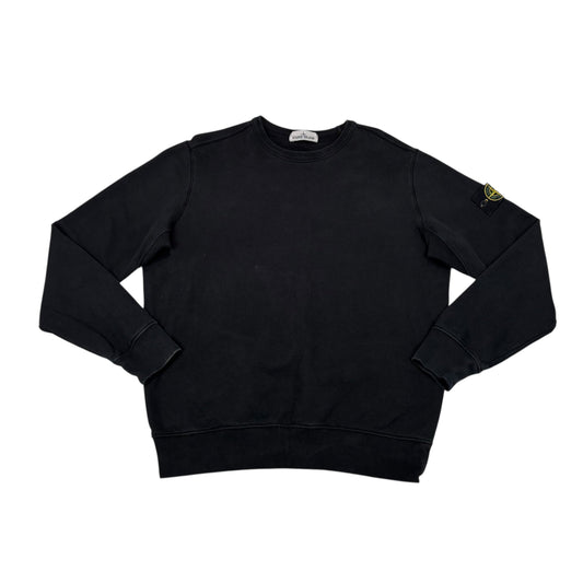 Stone Island Black Compass-Patch Crewneck Jumper