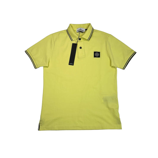 Stone Island Yellow Patch Logo Striped Polo TShirt