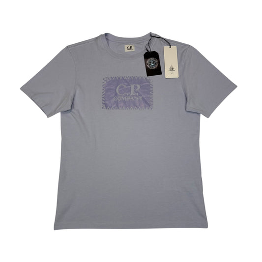 CP Company Pastel Blue Box Print Spell Out TShirt