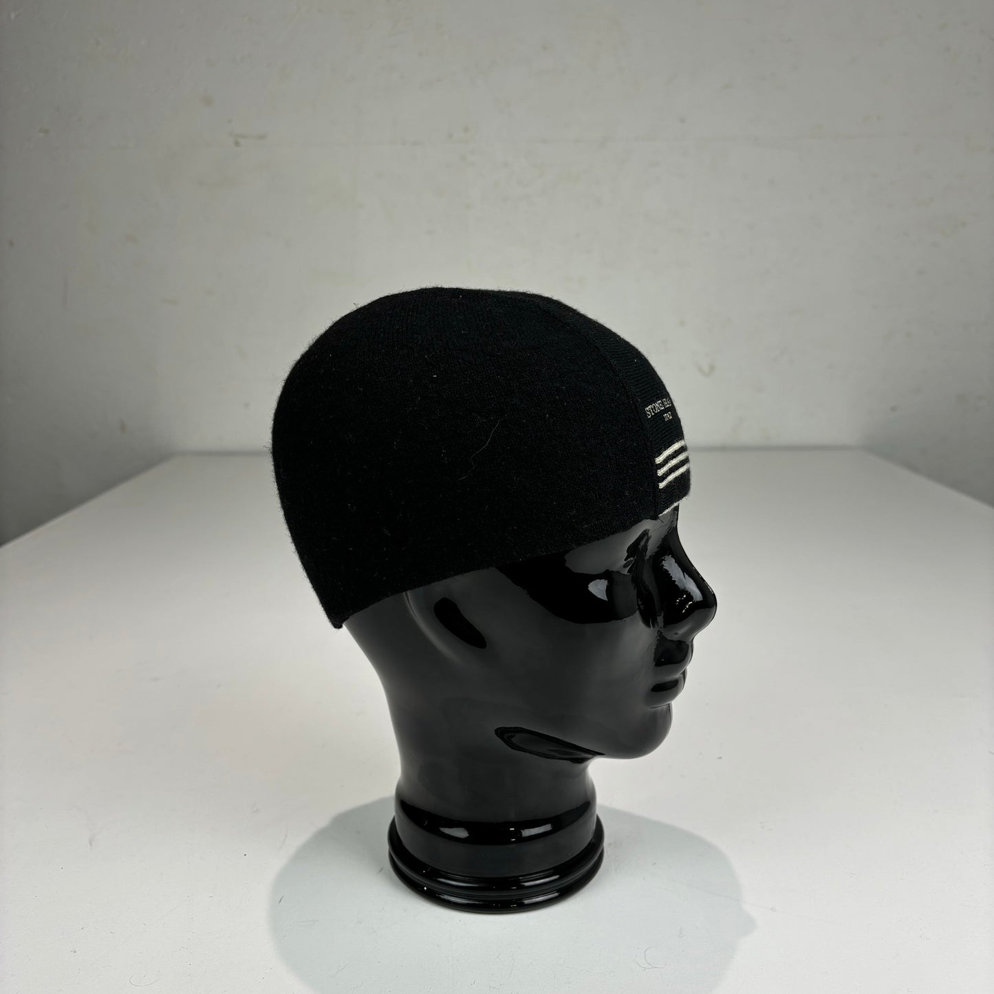 Stone Island Black vintage Woollen Spell out Knitted Beanie
