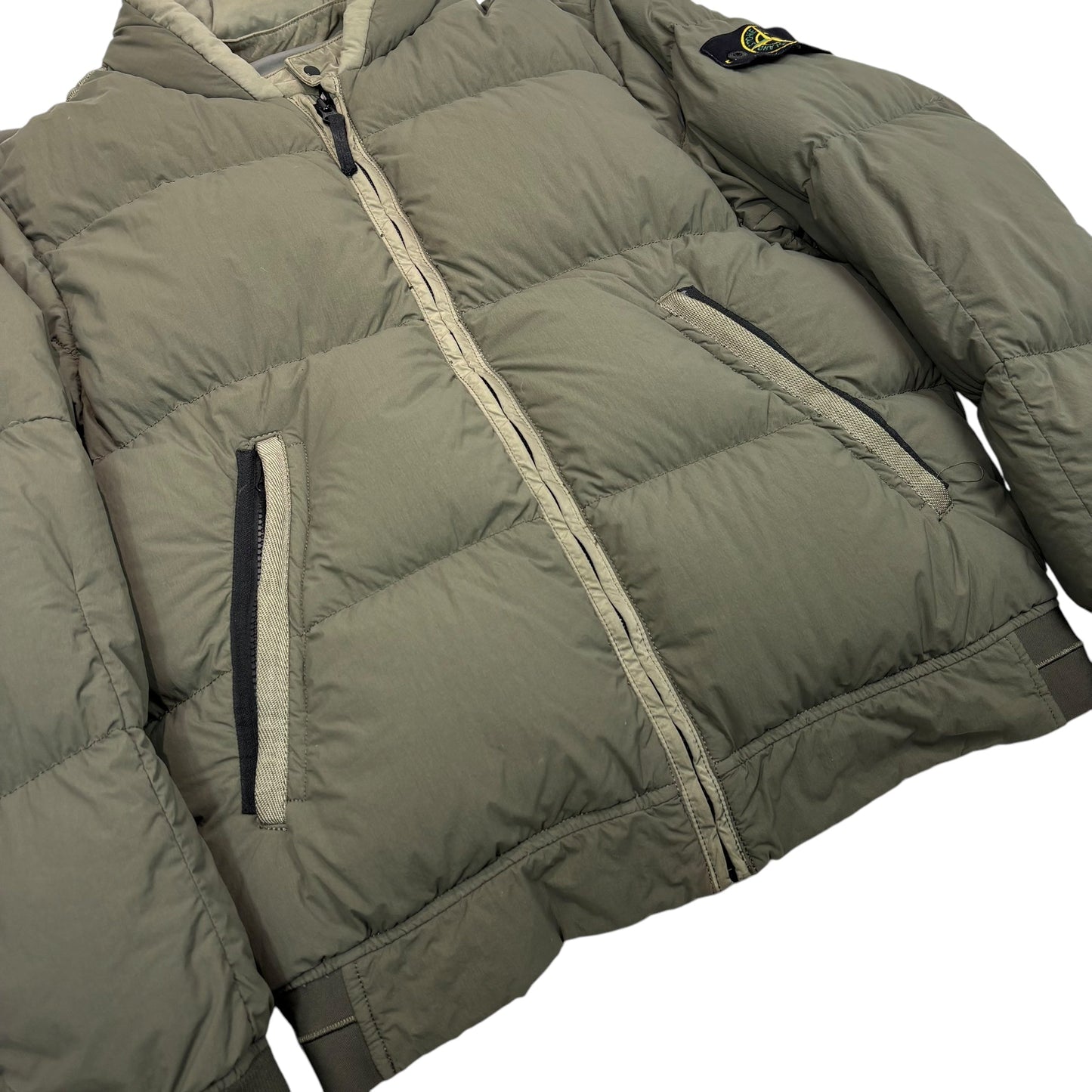 Stone Island Brown Garment Dyed Organic Feel Tela NY Down Jacket