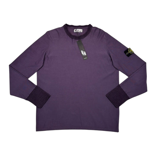 Stone Island Blue Lightweight Compass-Patch Cotton Crewneck Jumper