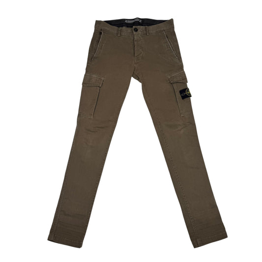 Stone Island Khaki Green Brushed Cotton Cargo Trousers