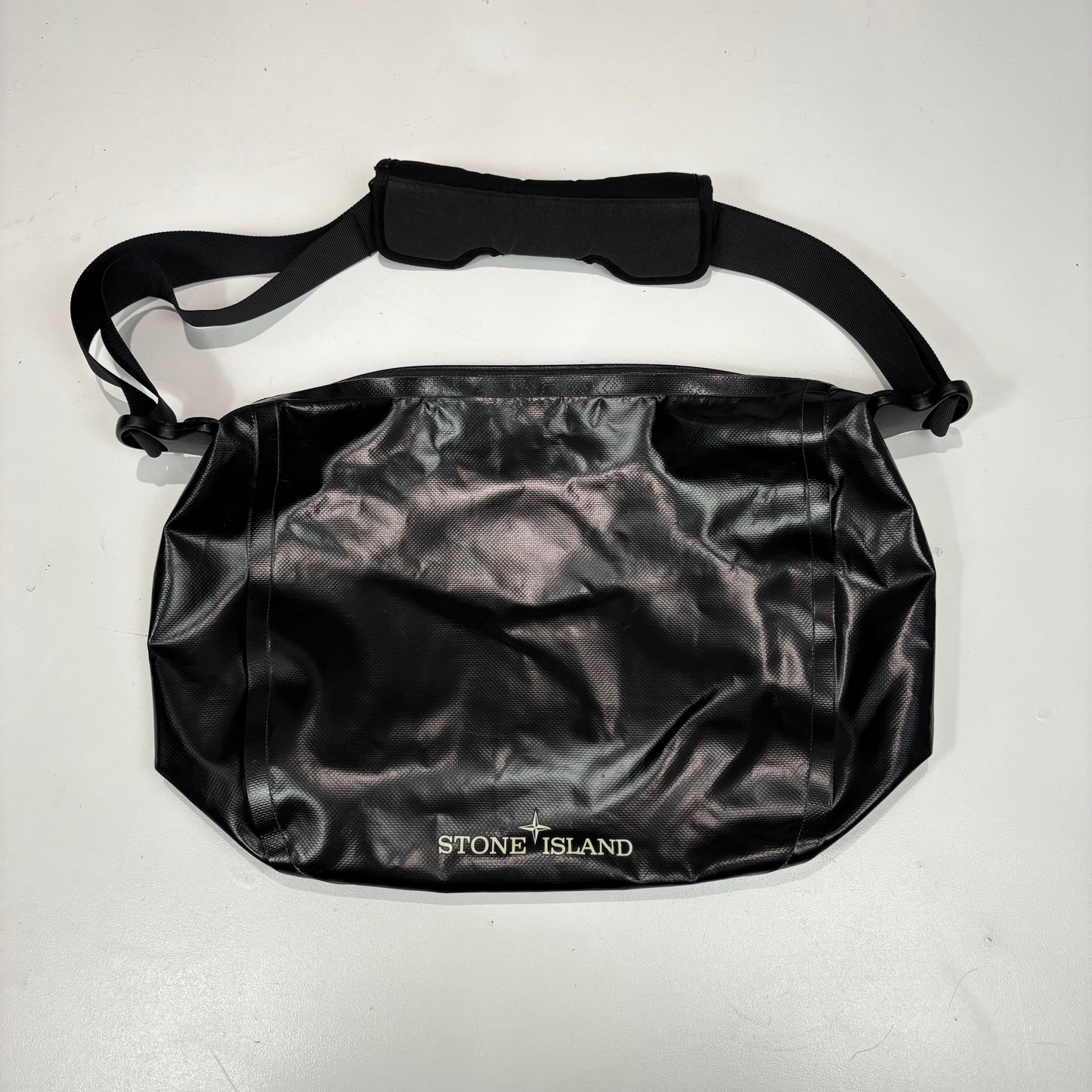 Stone Island Black Waterproof Spell Out Logo-Print Bag