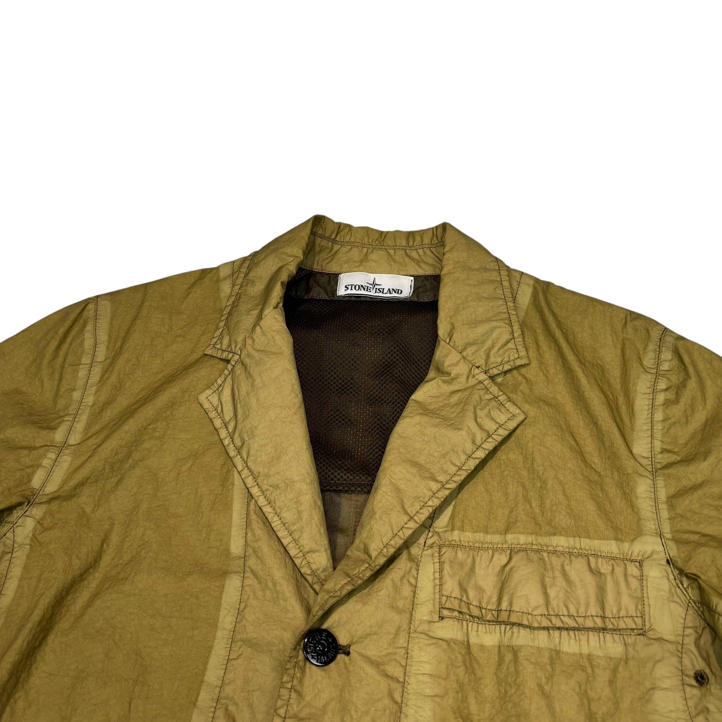 Stone Island Brown Button Up Membrana-TC Compass Patch Jacket