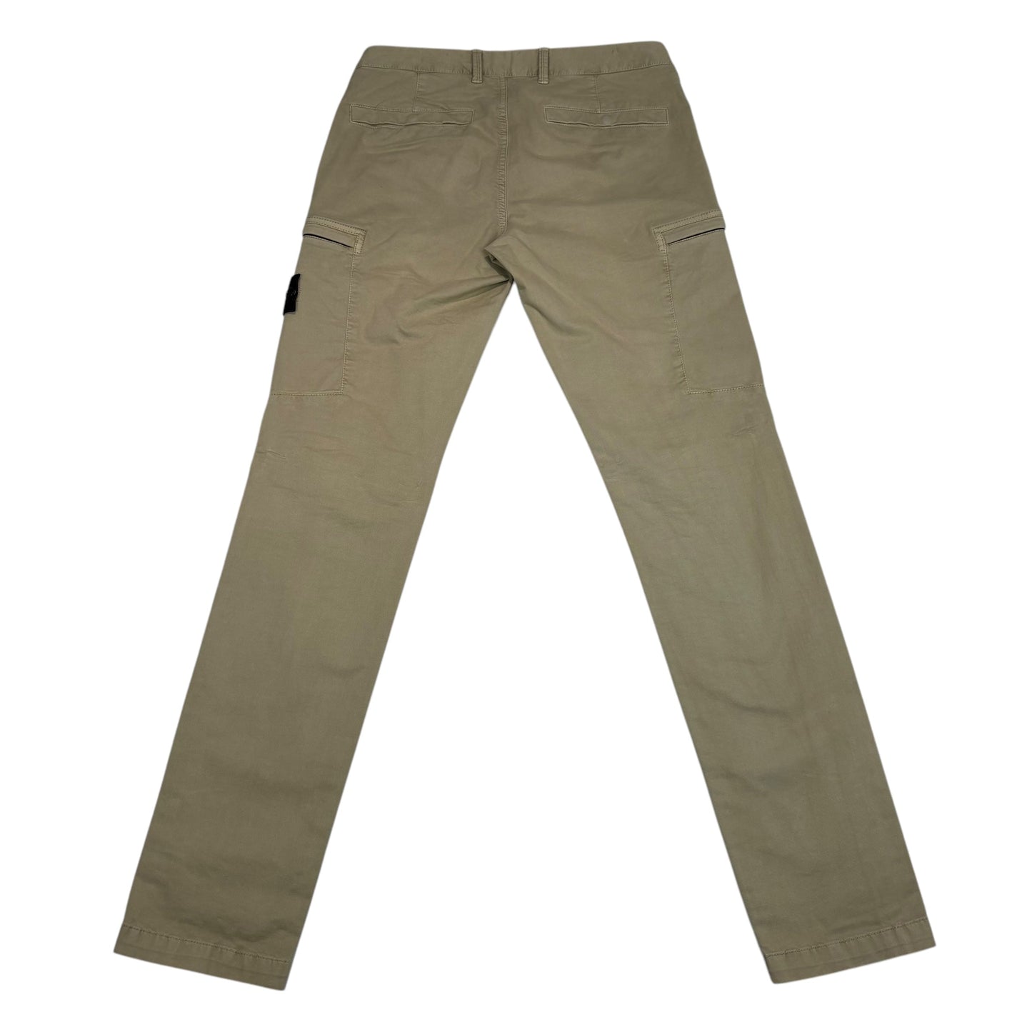 Stone Island Beige Zip-Pocket Brushed Cotton Cargo Trousers