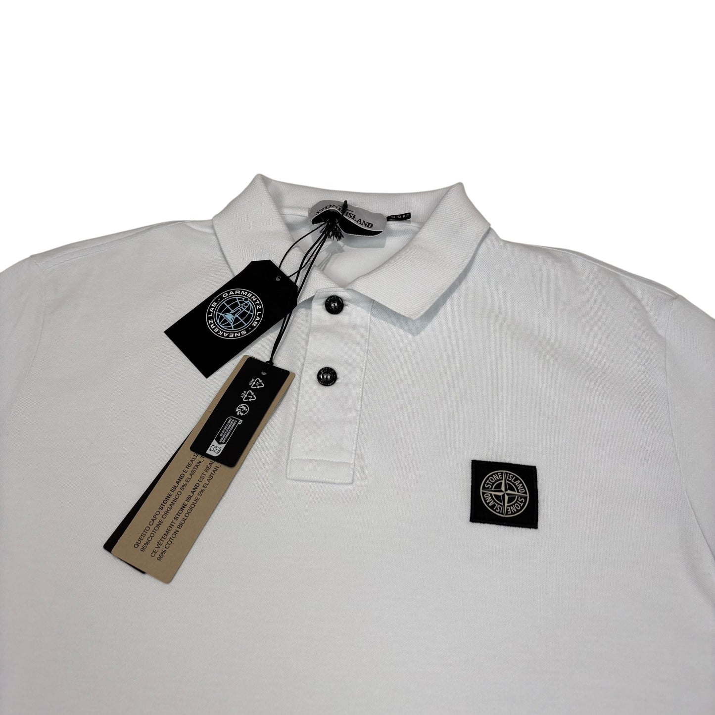 Stone Island White Patch Logo Polo Shirt