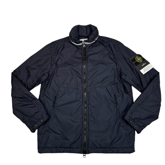 Stone Island Navy Blue Garment Dyed Crinkle Reps NY with Primaloft-TC and Hide-able Hood Jacket