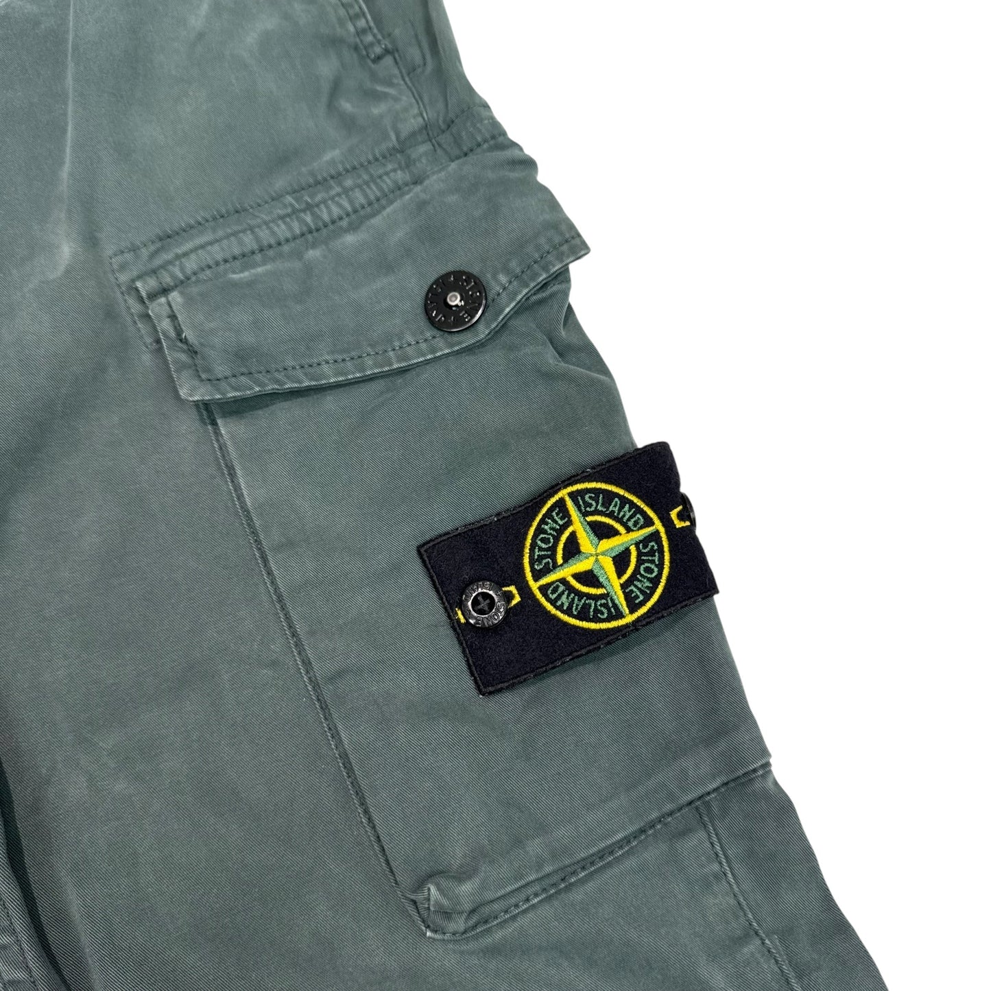 Stone Island Grey Brushed Cotton Compass-Patch Button Pocket Cargo Trousers