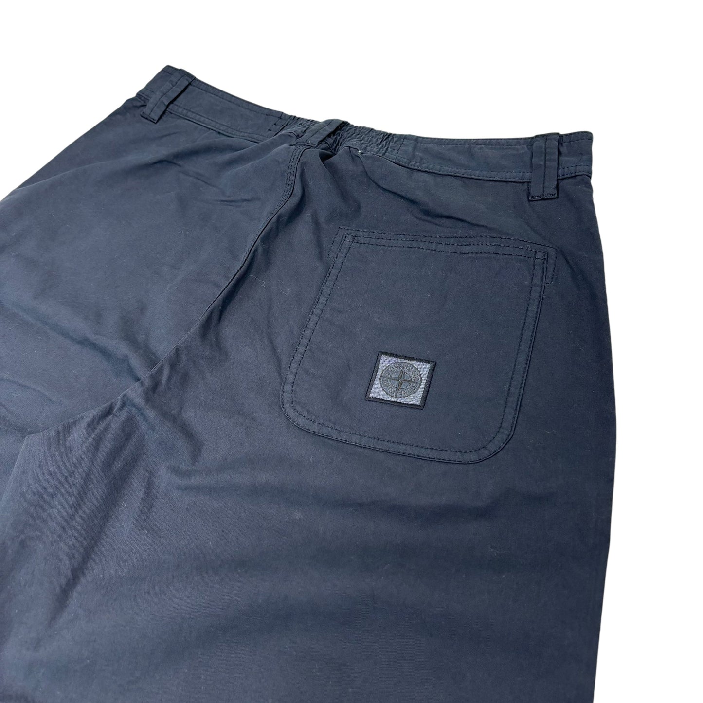 Stone Island Navy Blue Brushed Cotton Type LO-W Patch Logo Trousers