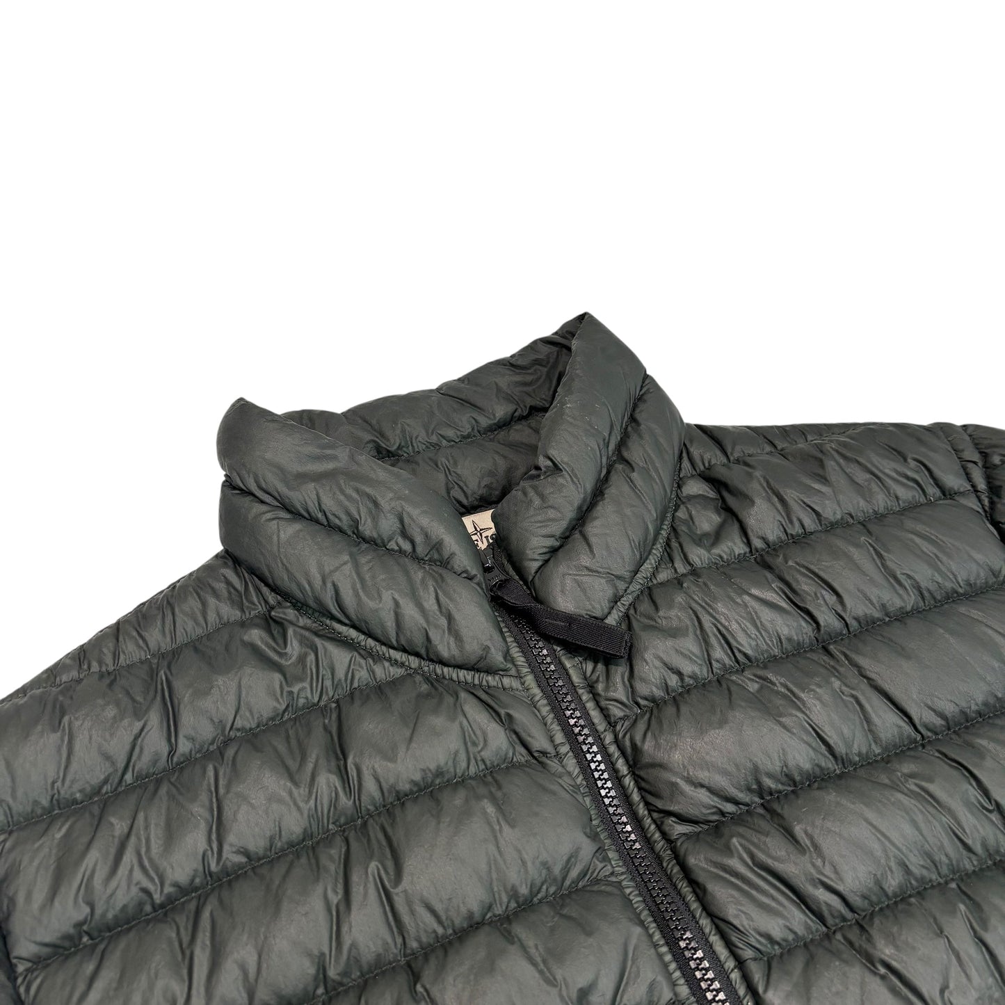 Stone Island Green Garment Dyed Micro Yarn Down Compass Patch Jacket