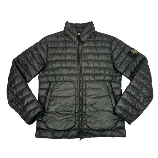 Stone Island Green Garment Dyed Micro Yarn Down Compass Patch Jacket