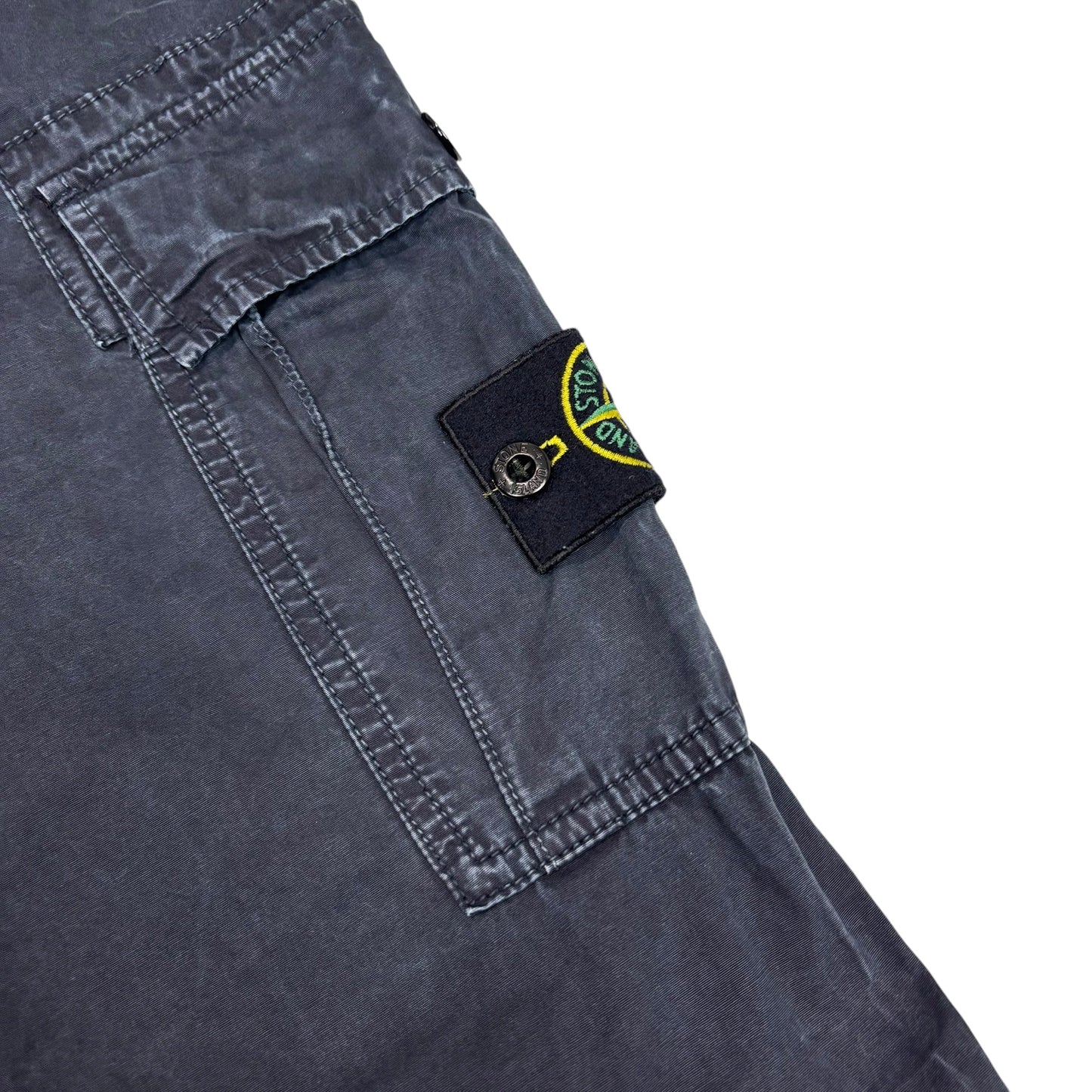 Stone Island Navy Blue Zip-Pockets Brushed Cotton Compass Patch Cargo Trousers