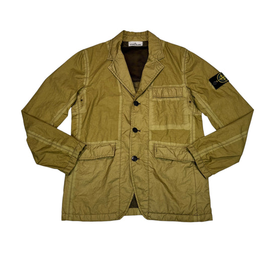 Stone Island Brown Button Up Membrana-TC Compass Patch Jacket