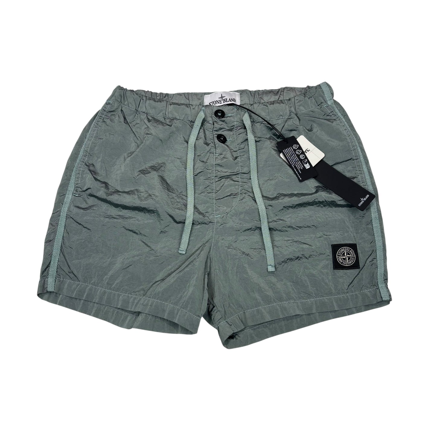 Stone Island Sky Blue Nylon Metal Patch Logo Swim Shorts