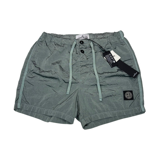 Stone Island Sky Blue Nylon Metal Patch Logo Swim Shorts