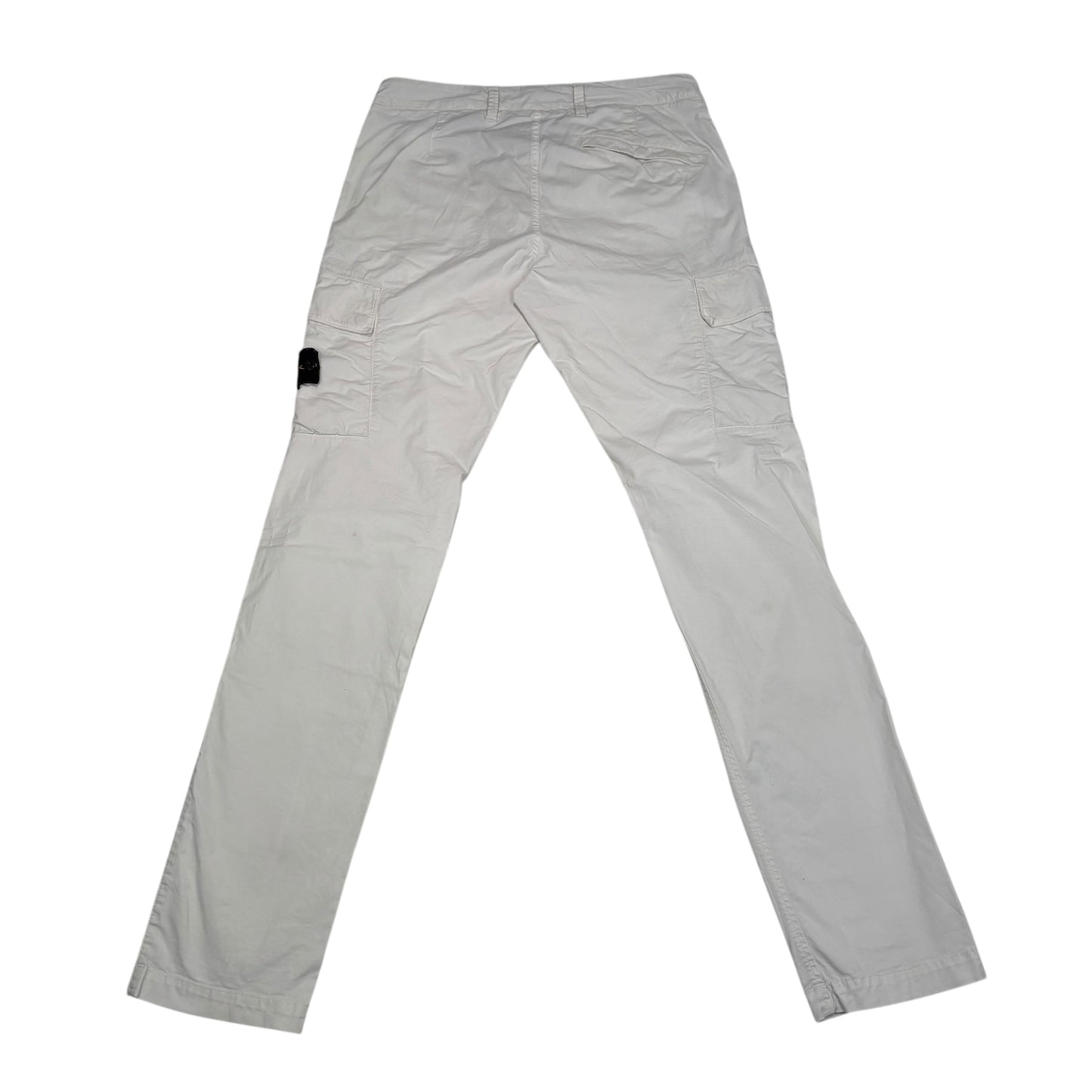 Stone Island White Compass-Patch Brushed Cotton Cargo Trousers