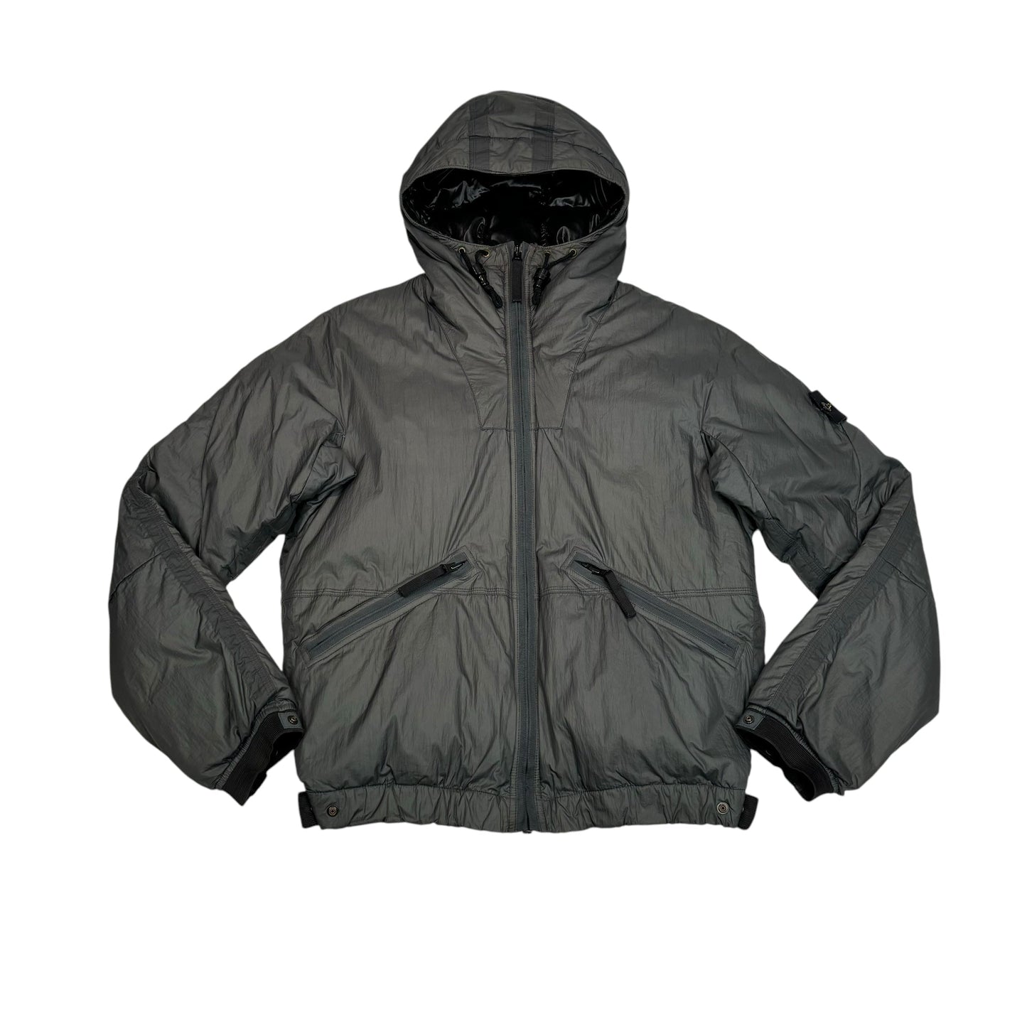 Stone Island Green Down Compass-Patch Puffer Coat