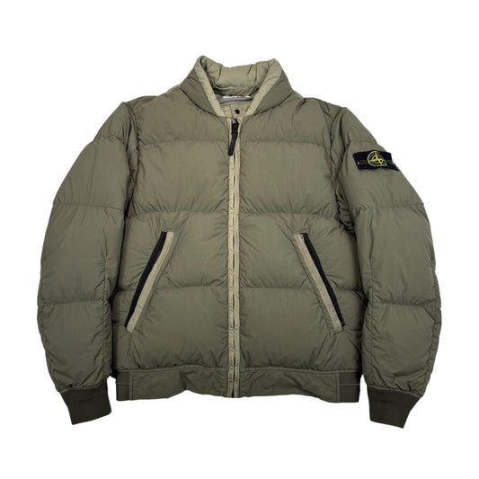 Stone Island Brown Garment Dyed Organic Feel Tela NY Down Jacket