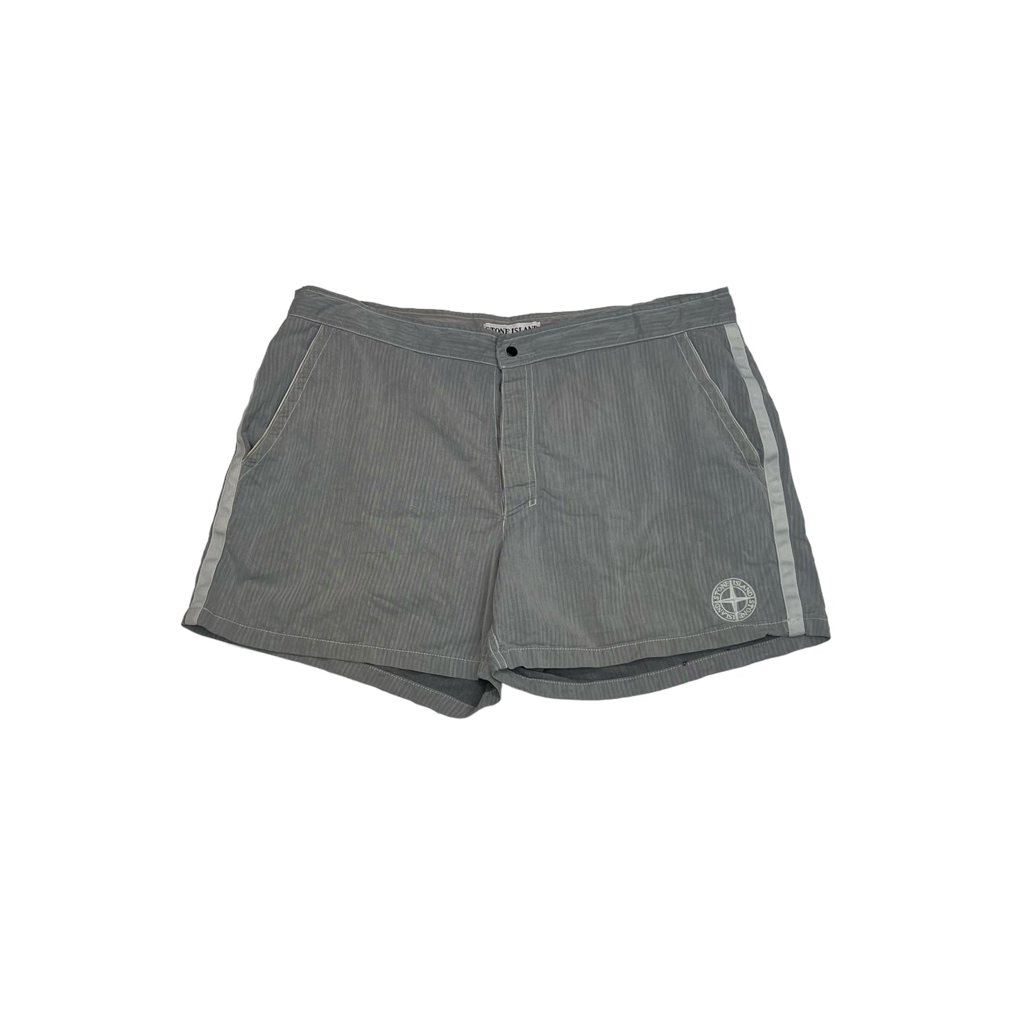 Stone Island Grey Logo-Embroidery Swim Shorts