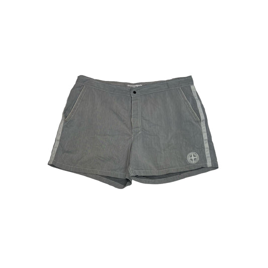 Stone Island Grey Logo-Embroidery Swim Shorts
