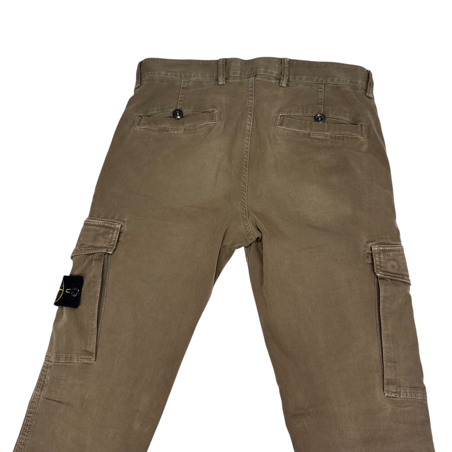 Stone Island Khaki Green Brushed Cotton Cargo Trousers