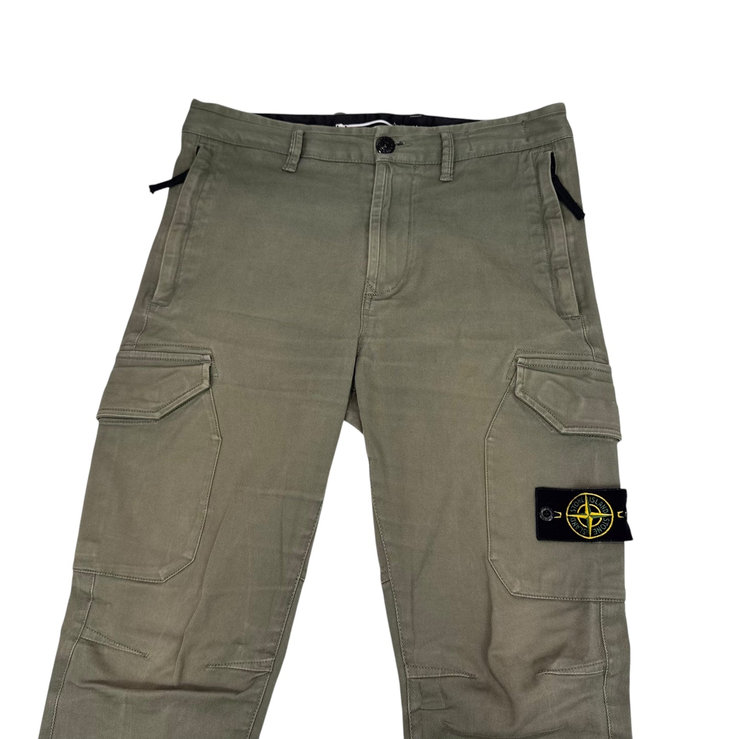 Stone Island Green Diagonal Cotton Compass-Patch Cargo Trousers