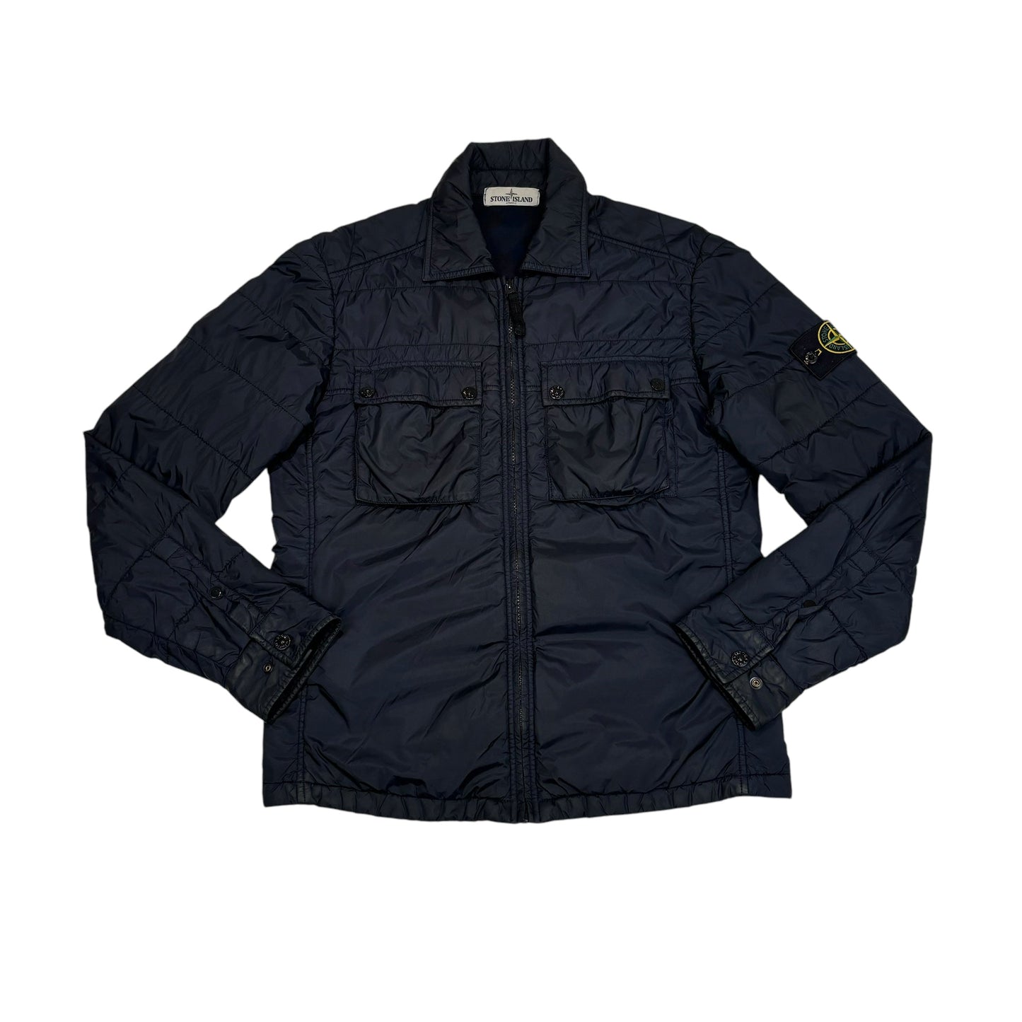 Stone Island Navy Blue Double Pocket Detail Compass Patch Jacket