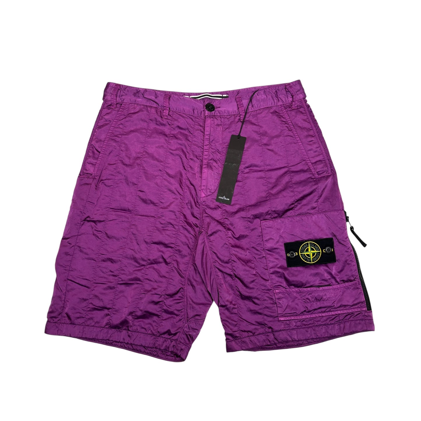 Stone Island Purple Brushed Nylon Metal Compass-Patch Shorts