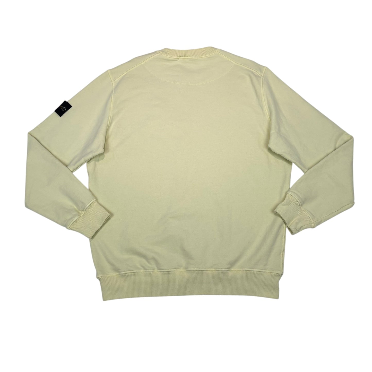 Stone Island Butter Yellow Compass-Patch Crew Neck Cotton Jumper