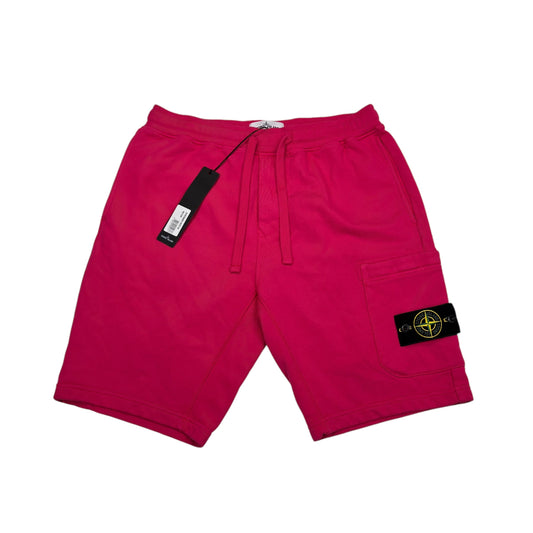 Stone Island Hot Pink Cotton Compass-Patch Shorts
