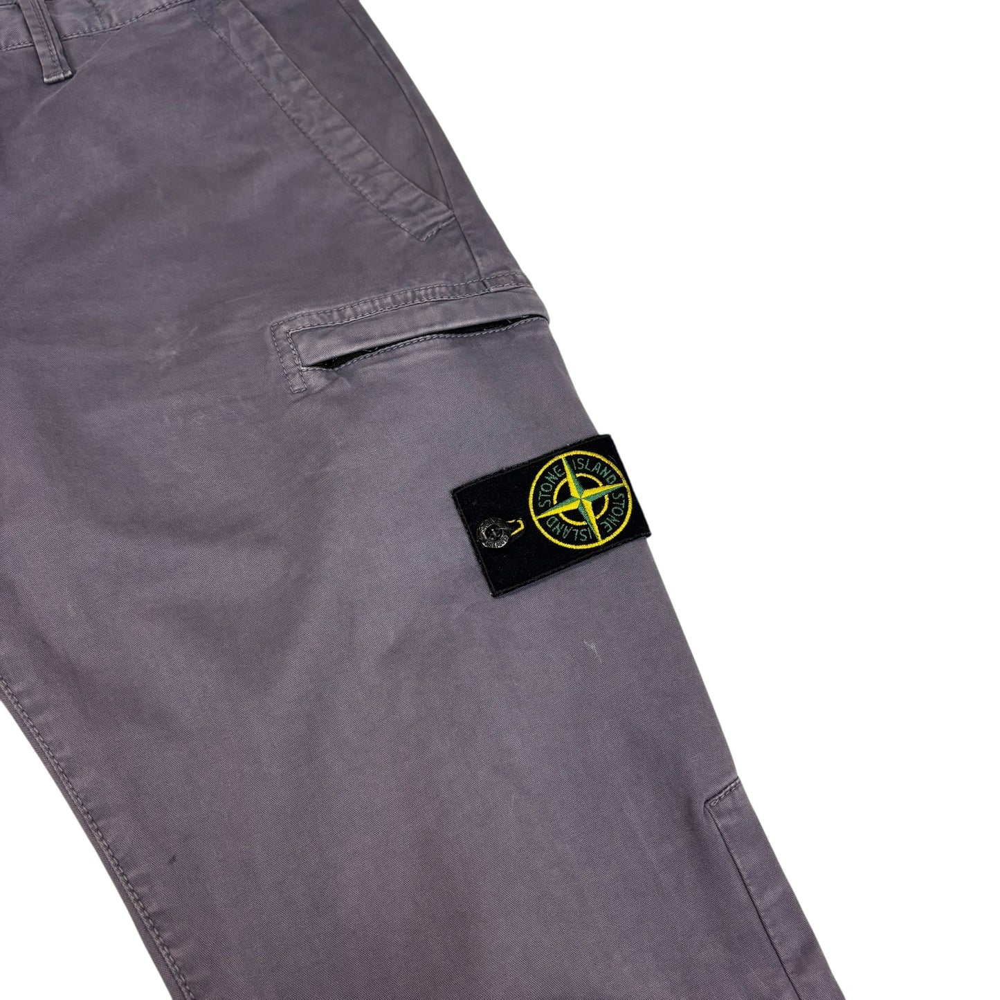 Stone Island Stone Grey Zip-Pocket Brushed Cotton Cargo Trousers