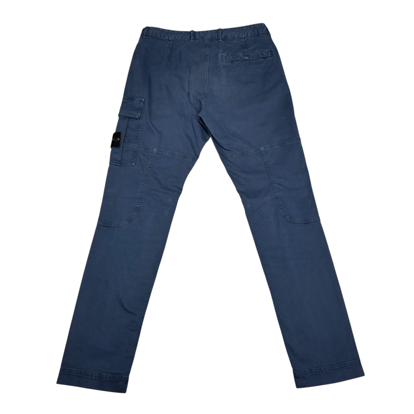 Stone Island Blue Zip-Pockets Brushed Cotton Compass-Patch Cargo Trousers