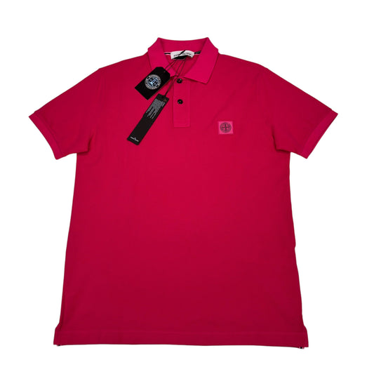 Stone Island Hot Pink Patch Logo Polo Shirt