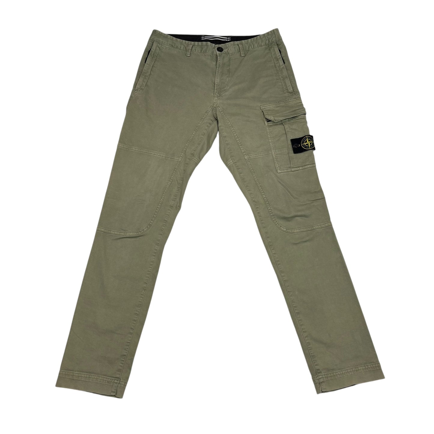 Stone Island Beige Zip-Pockets Brushed Cotton Compass-Patch Cargo Trousers