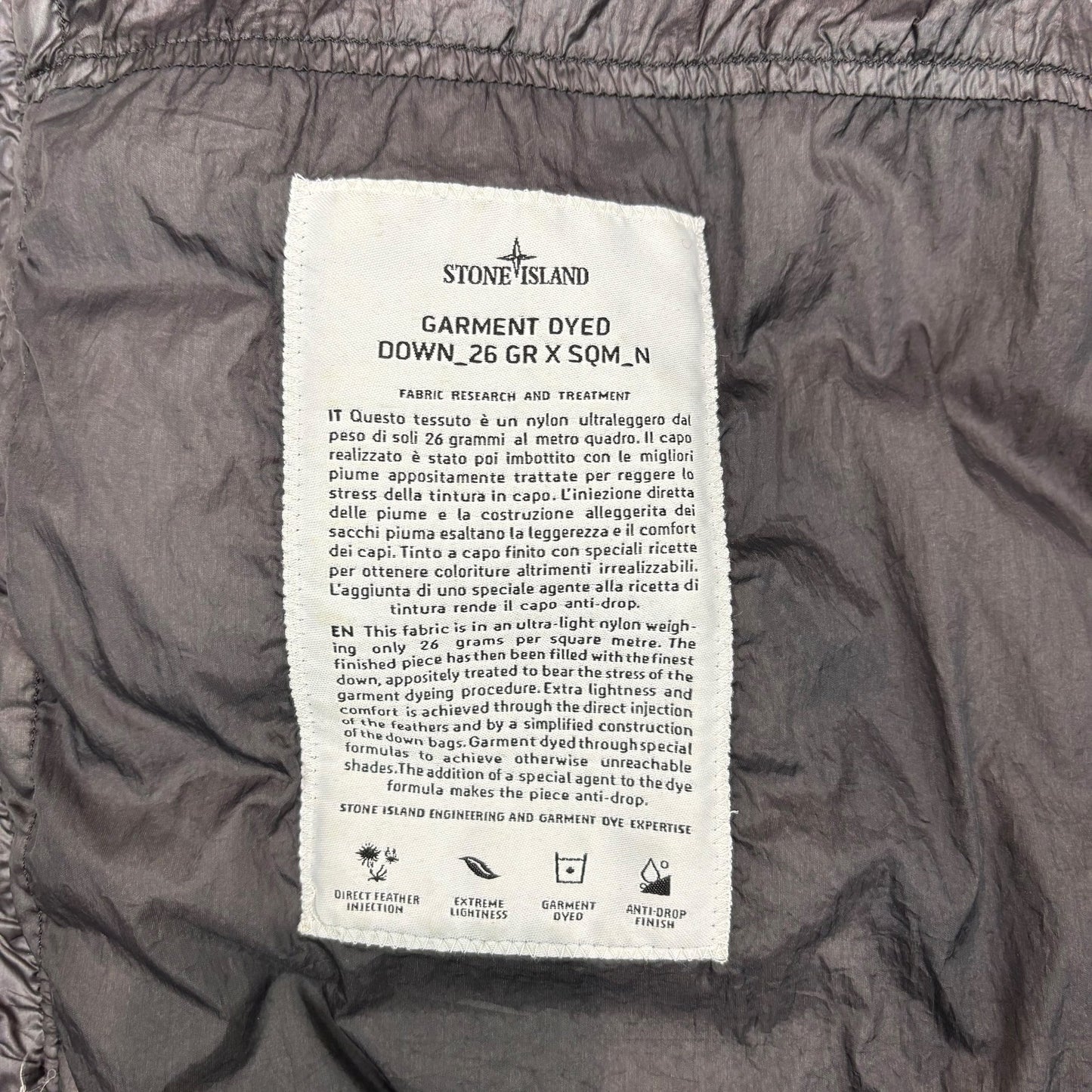 Stone Island Slate Grey Garment Dyed Down_26 GR X SQM_N Jacket