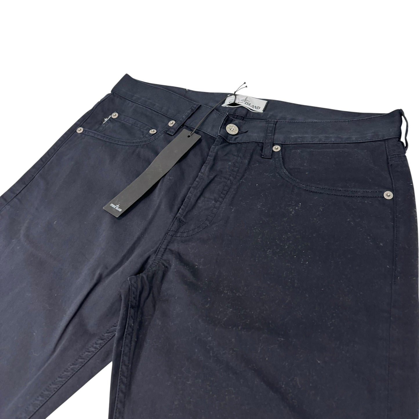 Stone Island Navy Blue Brushed Cotton Type-CO Compass Patch Jeans