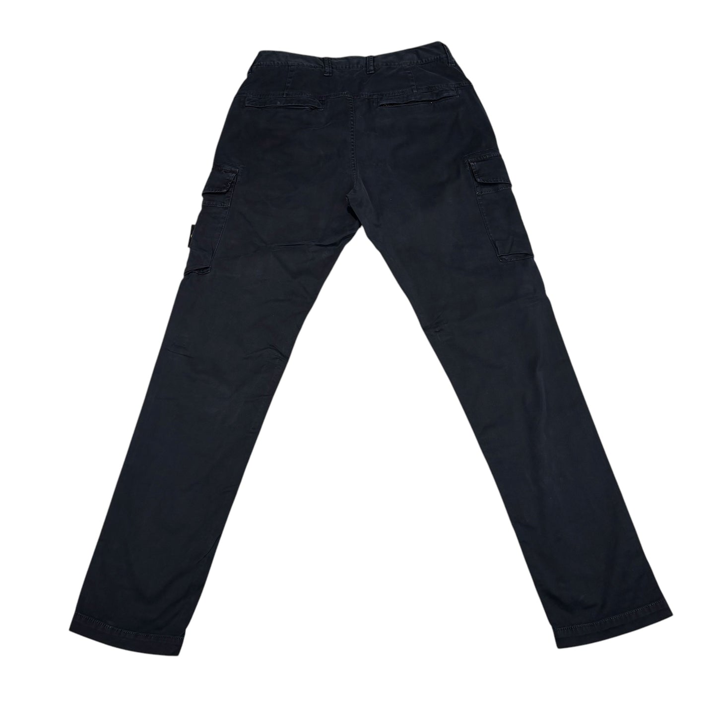 Stone Island Navy Blue Brushed Cotton Button-Pocket Cargo Trousers