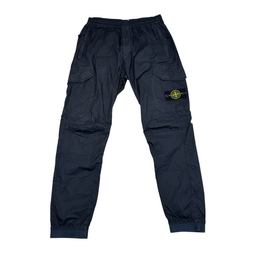 Stone Island Navy Blue Paracadute Compass-Logo Cargo Trousers