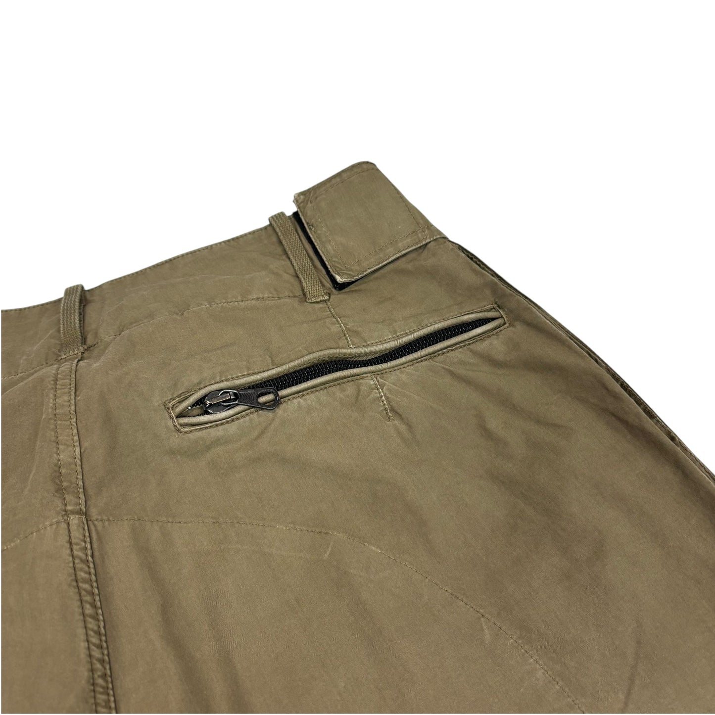 Stone Island Khaki Green Velcro Strapped Compass-Patch Trousers