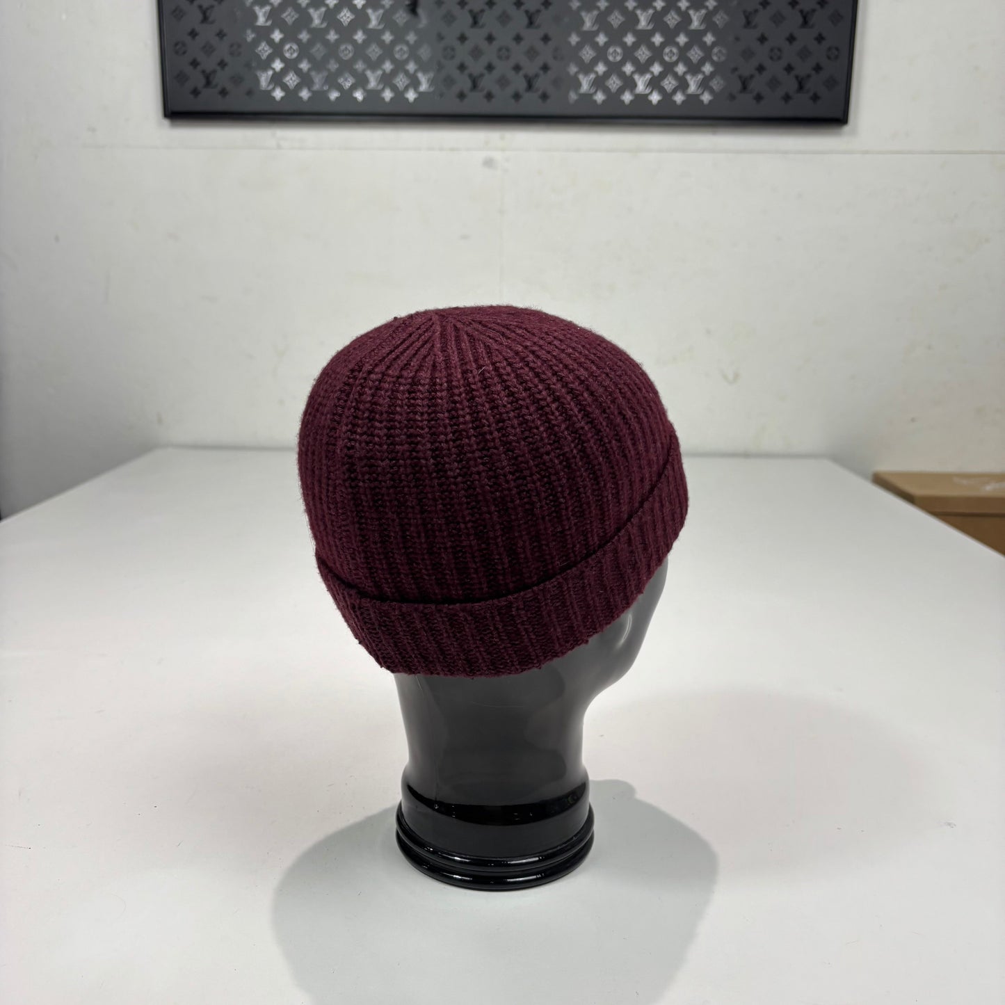 Stone Island Burgundy Patch Logo Cotton Beanie