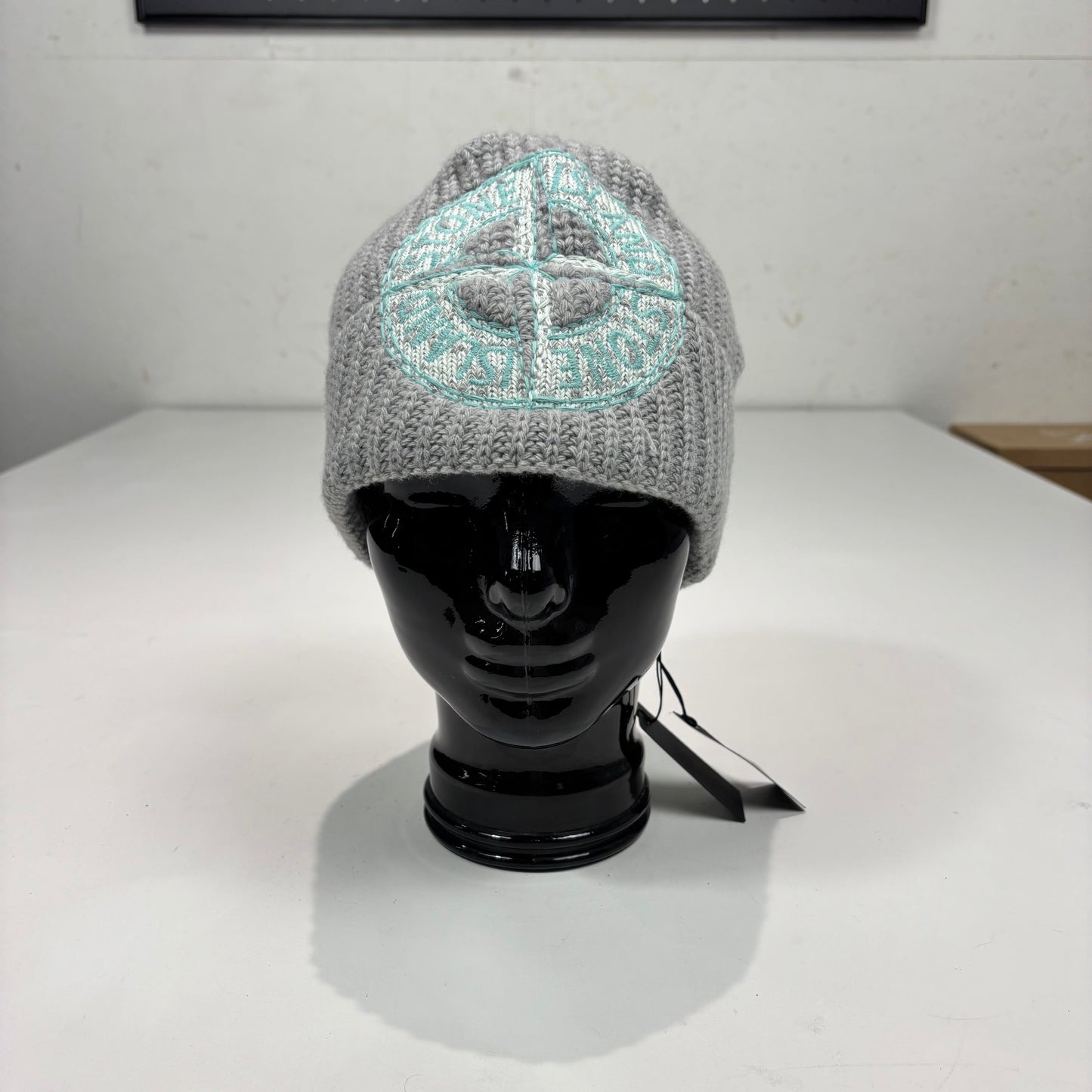 Stone Island Grey Logo Embroidery Beanie