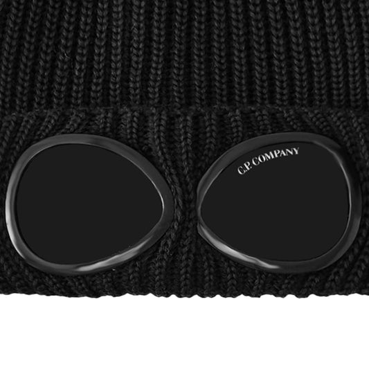 C.P. Company Cotton Goggle Beanie in Black