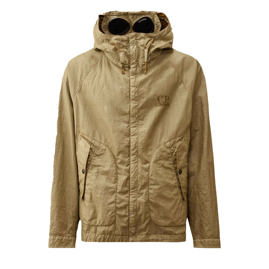 C.P. Company Lino Wax Goggle Jacket in Tree House- Beige