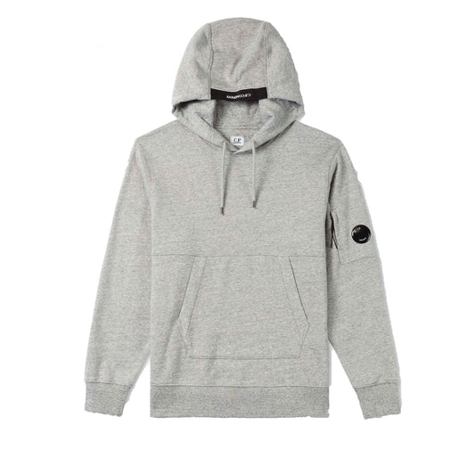 C.P. Company Diagonal Raised Fleece Lens Hooded Sweatshirt in Greystone Melange