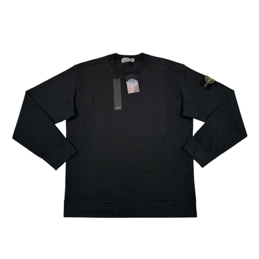 Stone Island Black Compass-Patch Crewneck Jumper