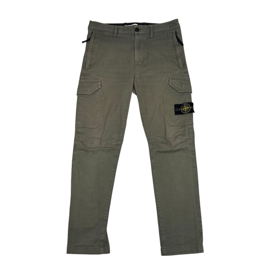 Stone Island Green Diagonal Cotton Compass-Patch Cargo Trousers